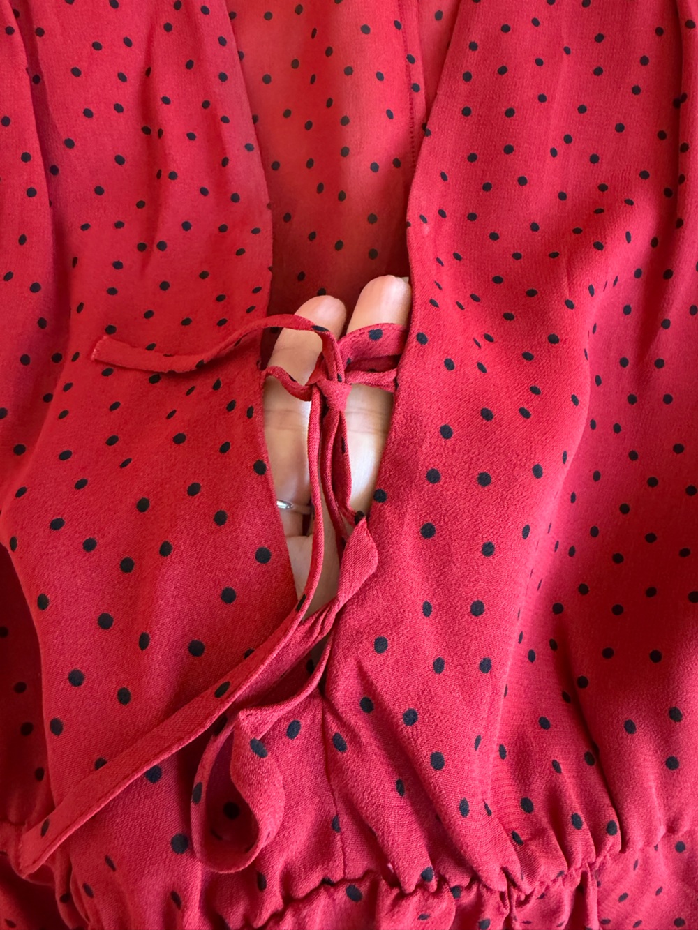 Reformation Red Long-Sleeve Peplum Blouse - Picture 7 of 11